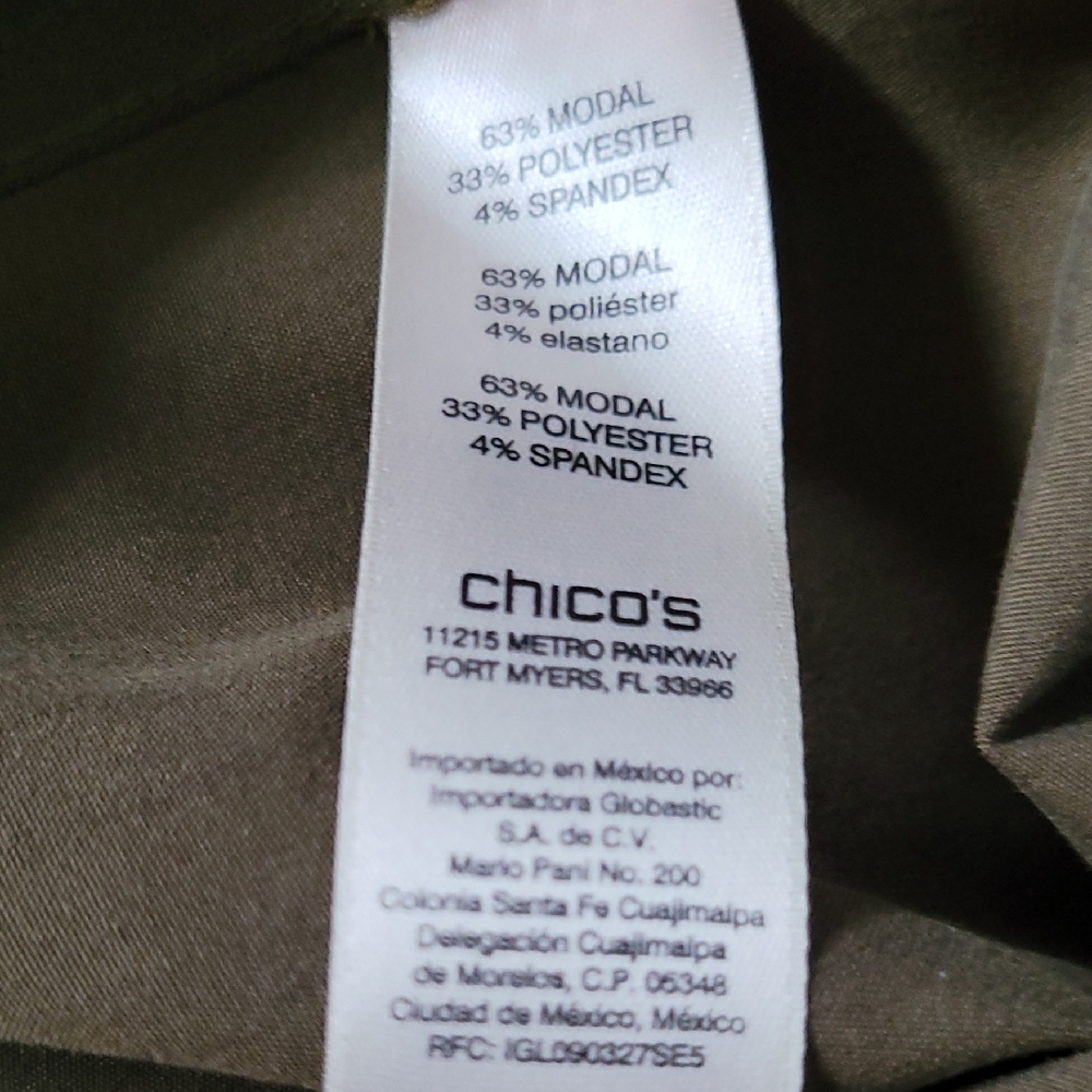 Chico's Olive Green Button Down Shirt 3=16/XL - Picture 11 of 12